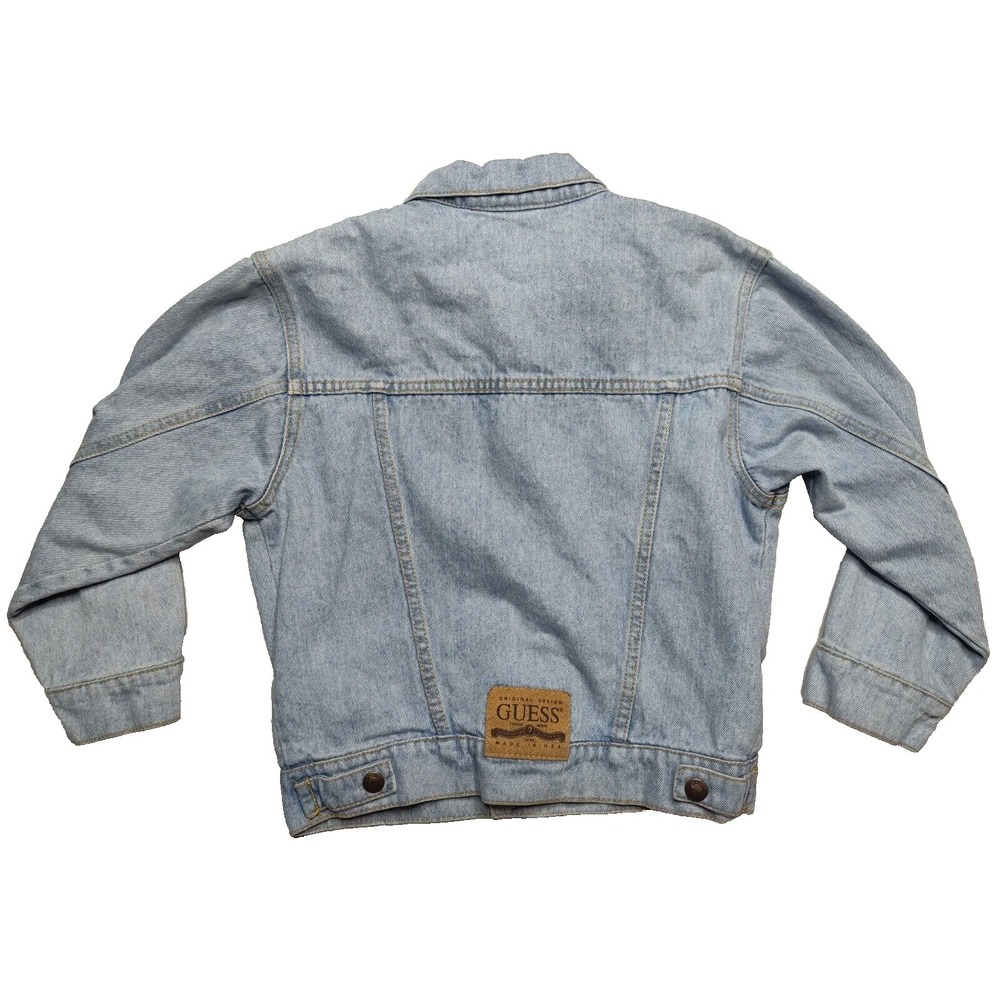 VTG BABY GUESS Boys XL Light Wash Snap Button Cotton Denim Jacket‎ Made In USA